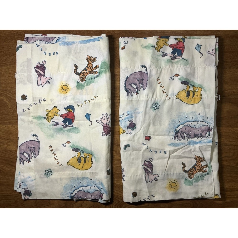 Pair of VTG Disney Winnie The Pooh Seasons Valance 80x 14 In Made In USA  **Read